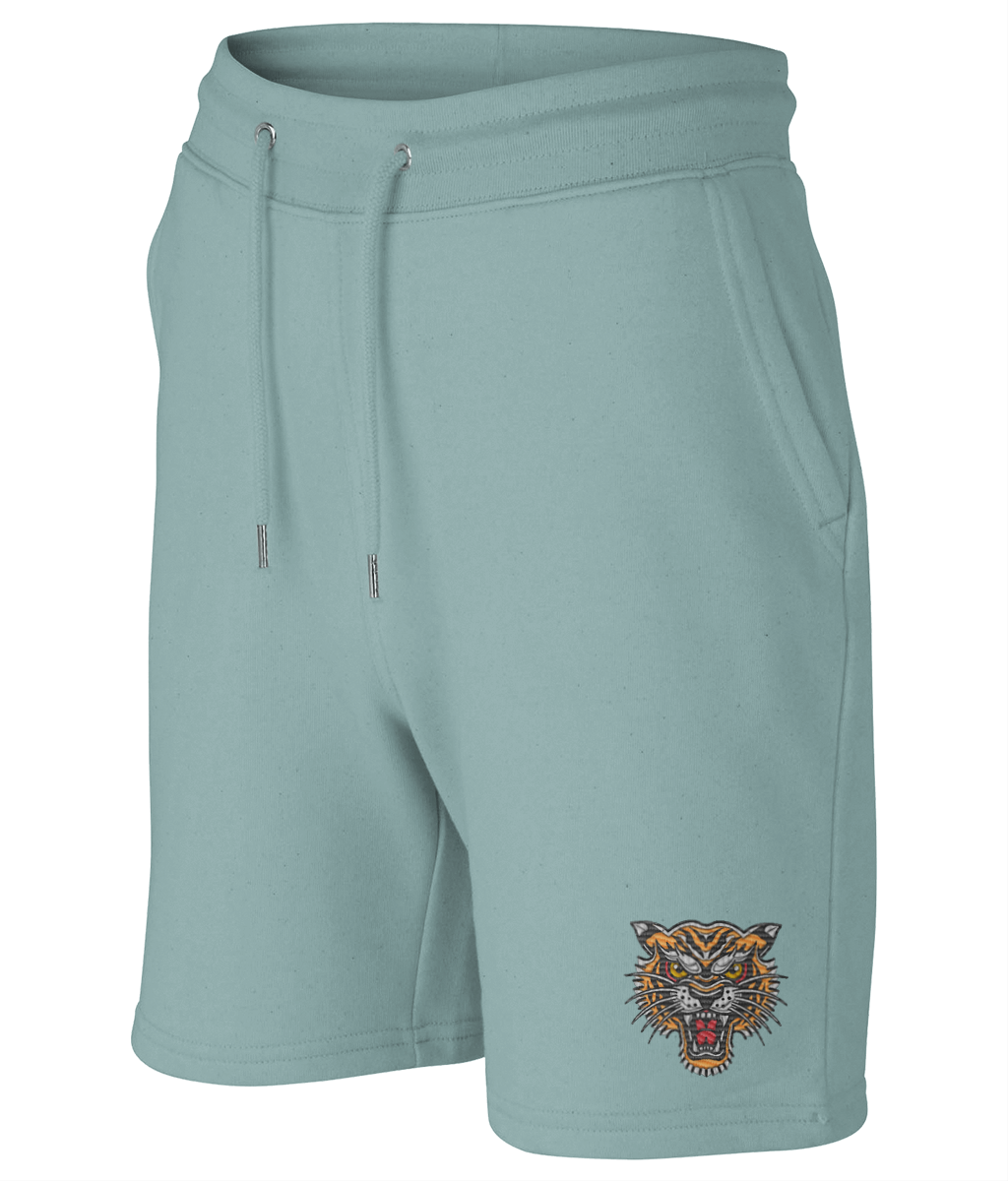 Tiger Head | Embroidered Organic Cotton Shorts