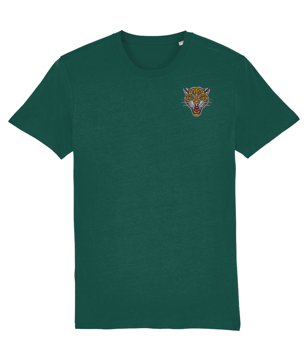 Leopard Head | Embroidered Organic Cotton T-shirt