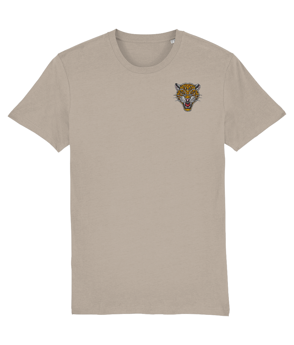 Leopard Head | Embroidered Organic Cotton T-shirt