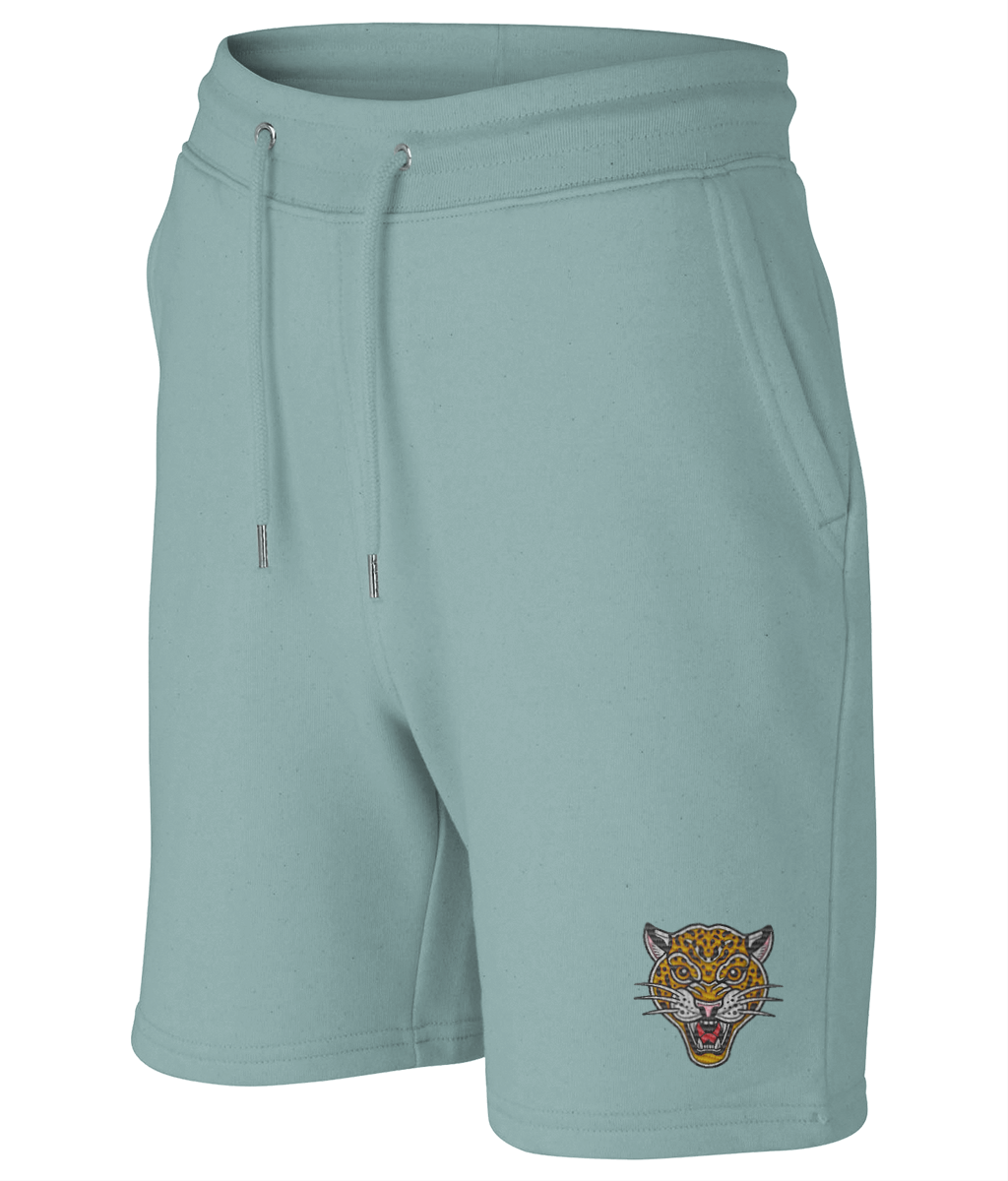 Leopard Head | Embroidered Organic Cotton Shorts