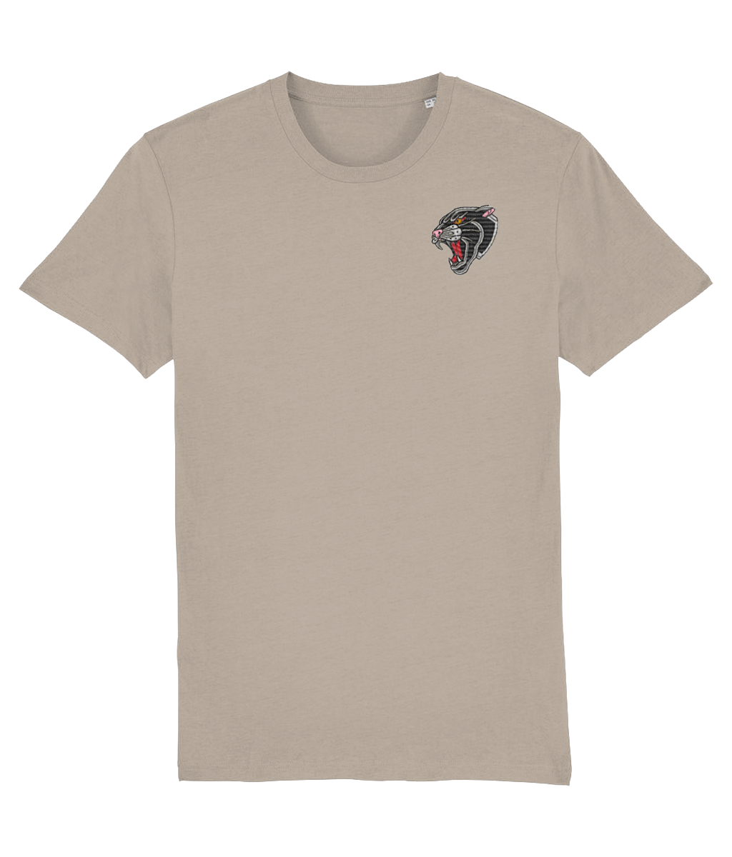 Panther Head | Embroidered Organic Cotton T-shirt