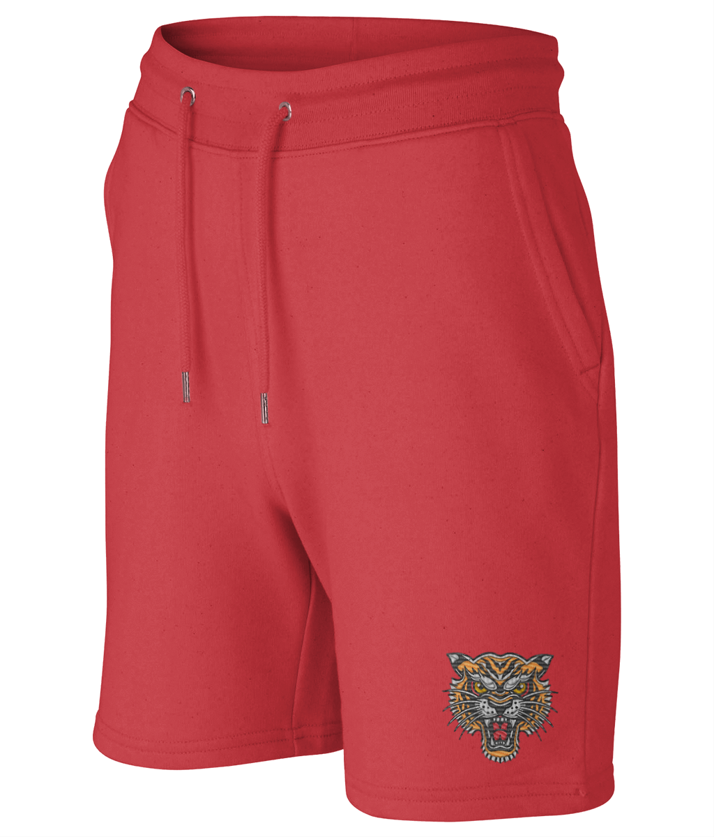Tiger Head | Embroidered Organic Cotton Shorts