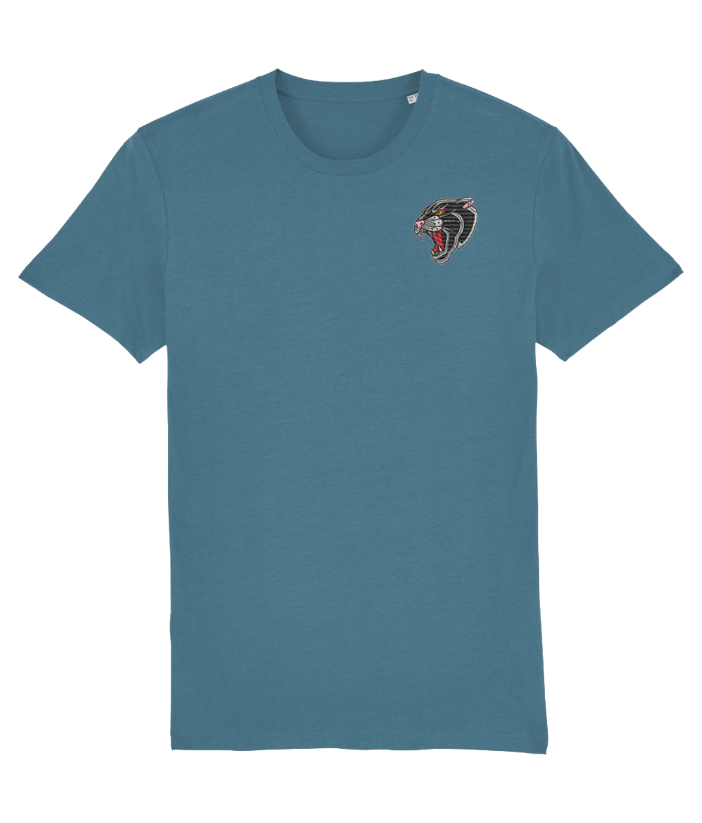 Panther Head | Embroidered Organic Cotton T-shirt