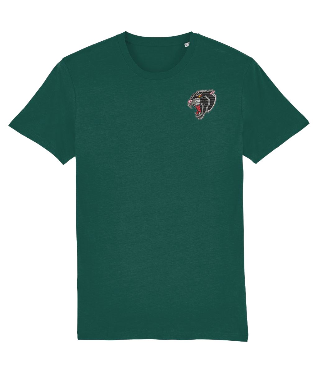 Panther Head | Embroidered Organic Cotton T-shirt