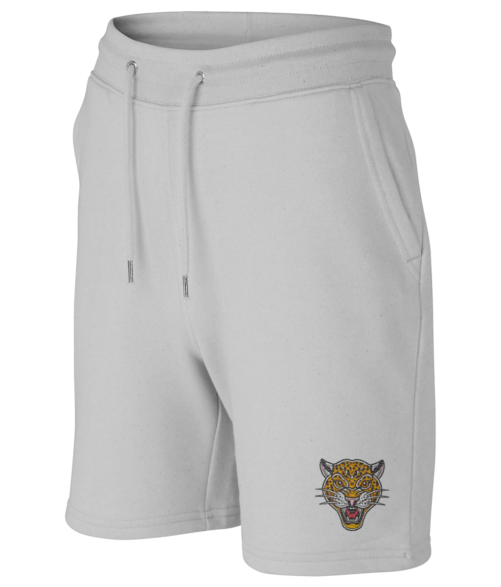 Leopard Head | Embroidered Organic Cotton Shorts