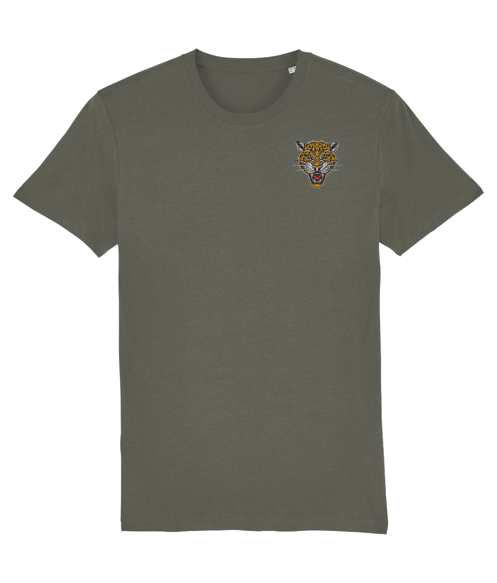Leopard Head | Embroidered Organic Cotton T-shirt