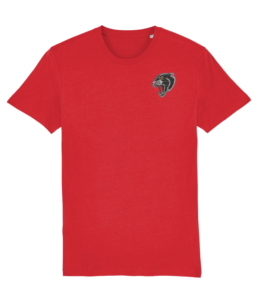 Panther Head | Embroidered Organic Cotton T-shirt