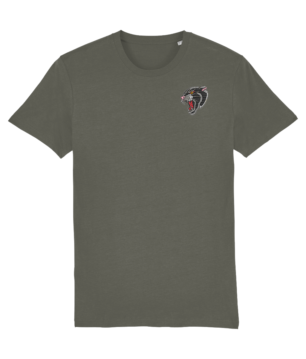 Panther Head | Embroidered Organic Cotton T-shirt