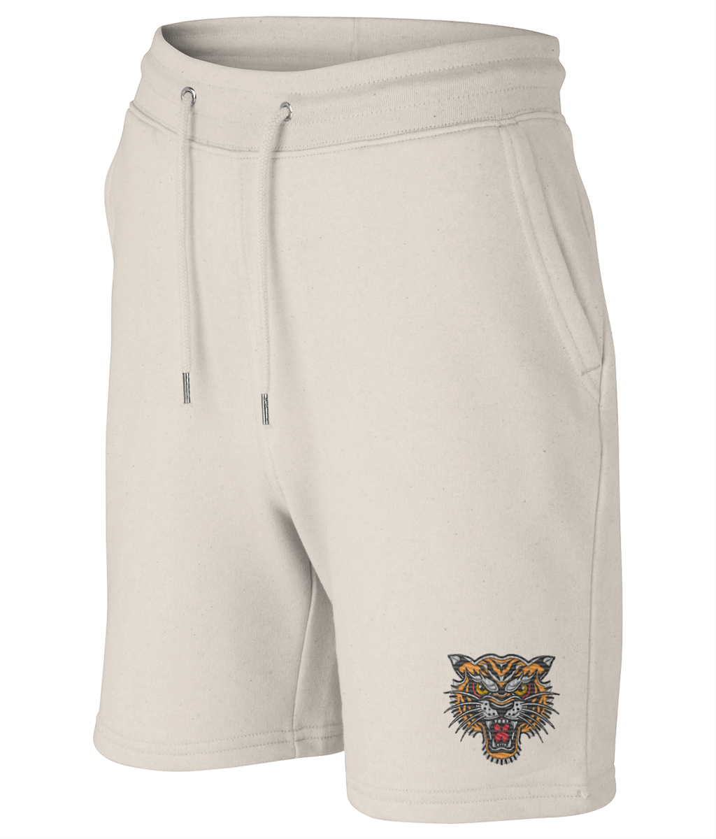 Tiger Head | Embroidered Organic Cotton Shorts